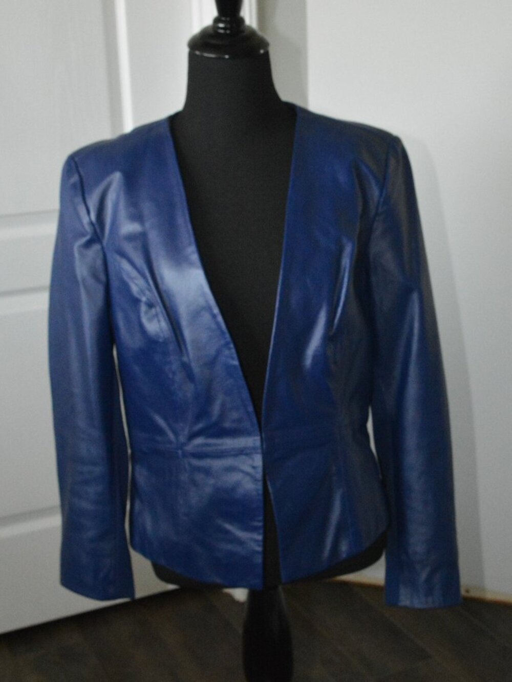 Vintage Hal Rubenstein Royal Blue Leather Jacket Women's size Medium